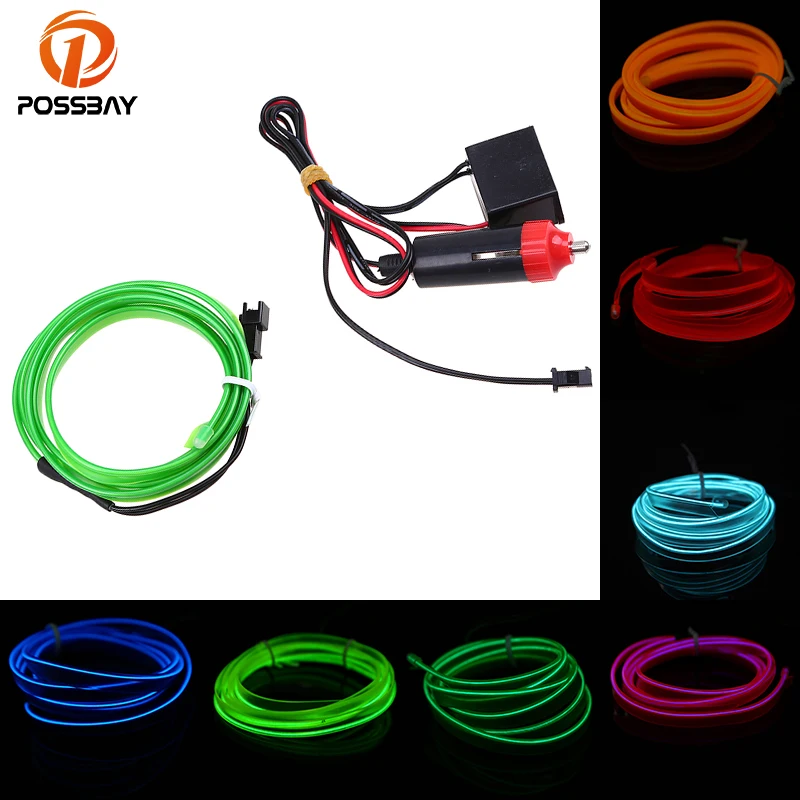 

POSSBAY Neon Light Car Decor Light Neon LED lamp Flexible EL Wire Rope Tube LED Strip 4M 10 Colors Indoor/Outdoor Decoration