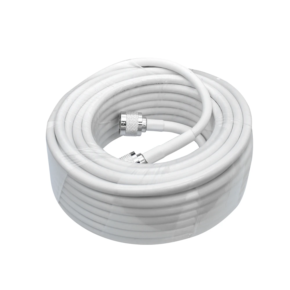 13 Meters White RG6 Coaxial Cable N Male to N Male Connector Low Loss Coax Antenna Cable for Mobile Cell Phone Signal Booster