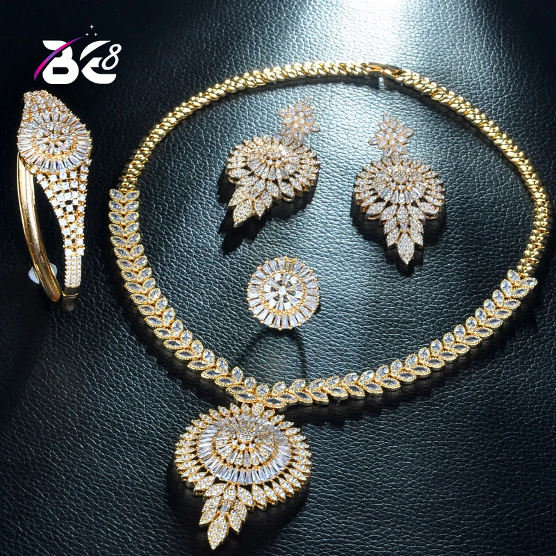 

Be 8 Fashion Necklace Earring Jewelry Set Gold Color Cubic Zirconia Nigerian Women Wedding Jewelry Sets for Brides Jewelry S234