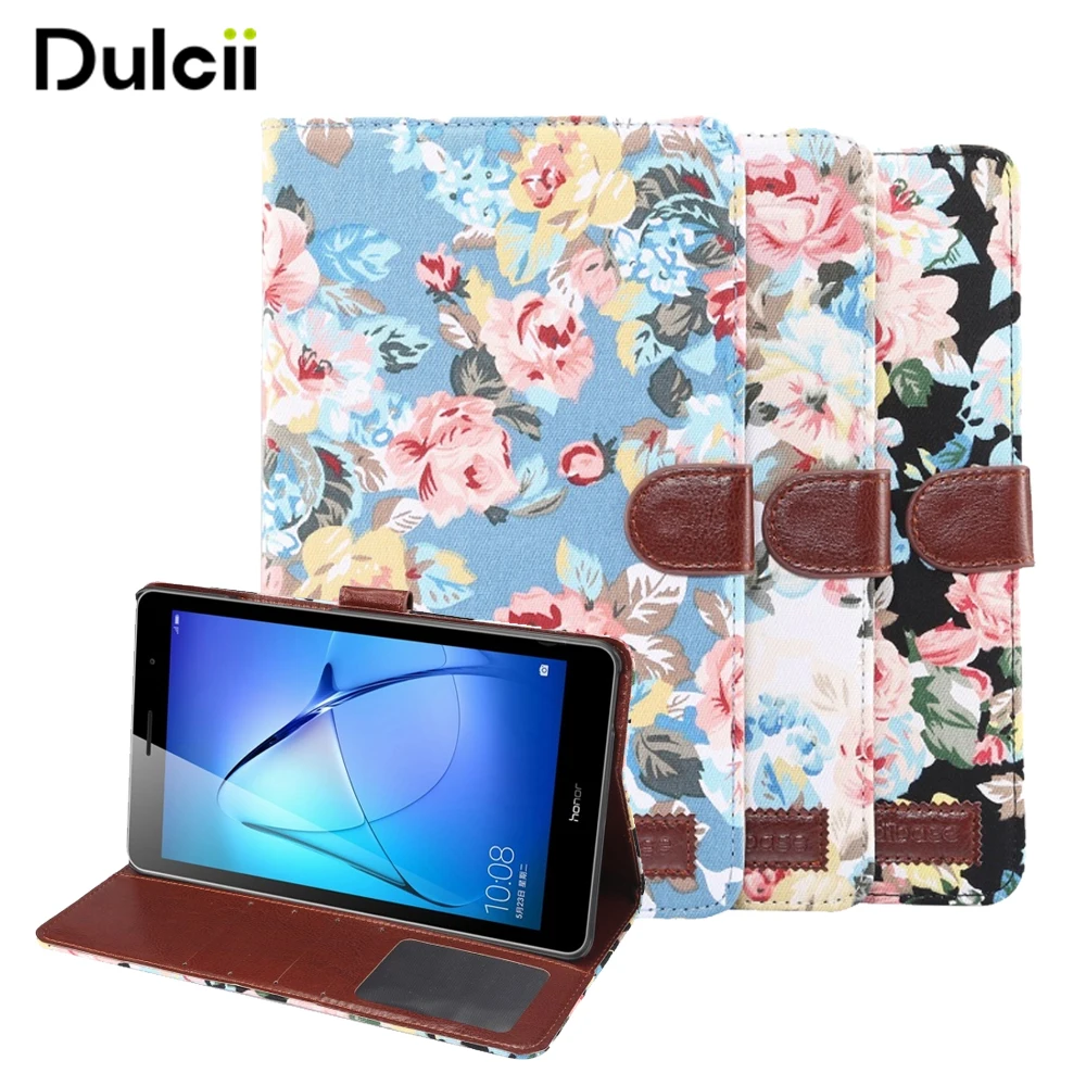 Dulcii для Huawei MediaPad м 3 Lite цветок Ткань Авто Wake &amp Sleep Бумажник кожаный чехол m3 lite 10
