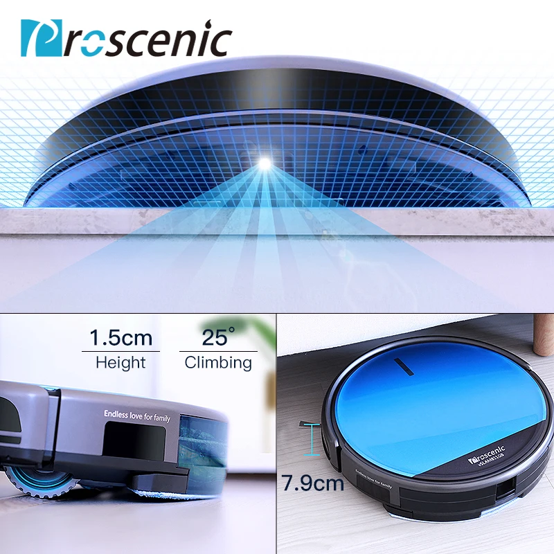 Proscenic 811GB Wifi Robot Vacuum Cleaner Floor Dust Auto Sweeping Cleaning Carpets Animal Hair Vacuum Cleaner Wiper Robot