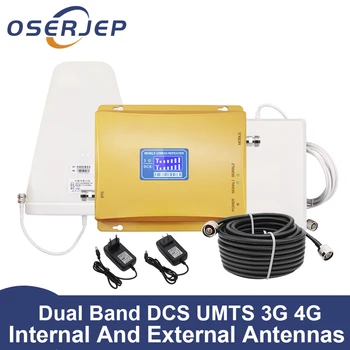 

LCD Display UMTS 3G 2100 4G 1800 mhz Dual Band Repeater GSM 4G LTE Phone Amplifier Cellular Mobile Booster + LPDA /Panel Antenna