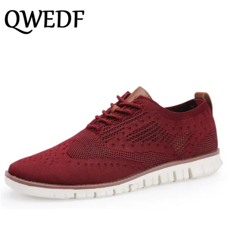 

New Brogue men's Shoes Lace up lightweight British Dress Footwear Fashion hollow breathable knitted mesh Flats Shoes BS-01