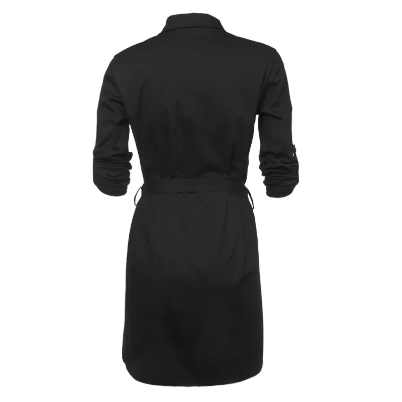 Женские платья, рубашка, кнопка, неровный подол, Бандажное платье, отложной воротник, длинный рукав, мини-платье WS5164E