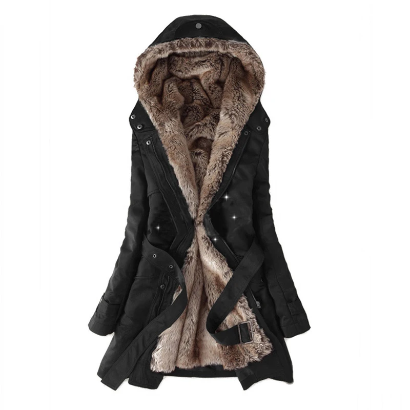 Куртка с хлопковой подкладкой, Камуфляжная парка, женские длинные пальто, зимние теплые толстые женские повседневные куртки с мехом в стиле милитари
