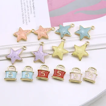 

Min order 40pcs/lot geometric stars/lock shape alloy floating lock charms diy jewelry earrings/bracelet/key accessory