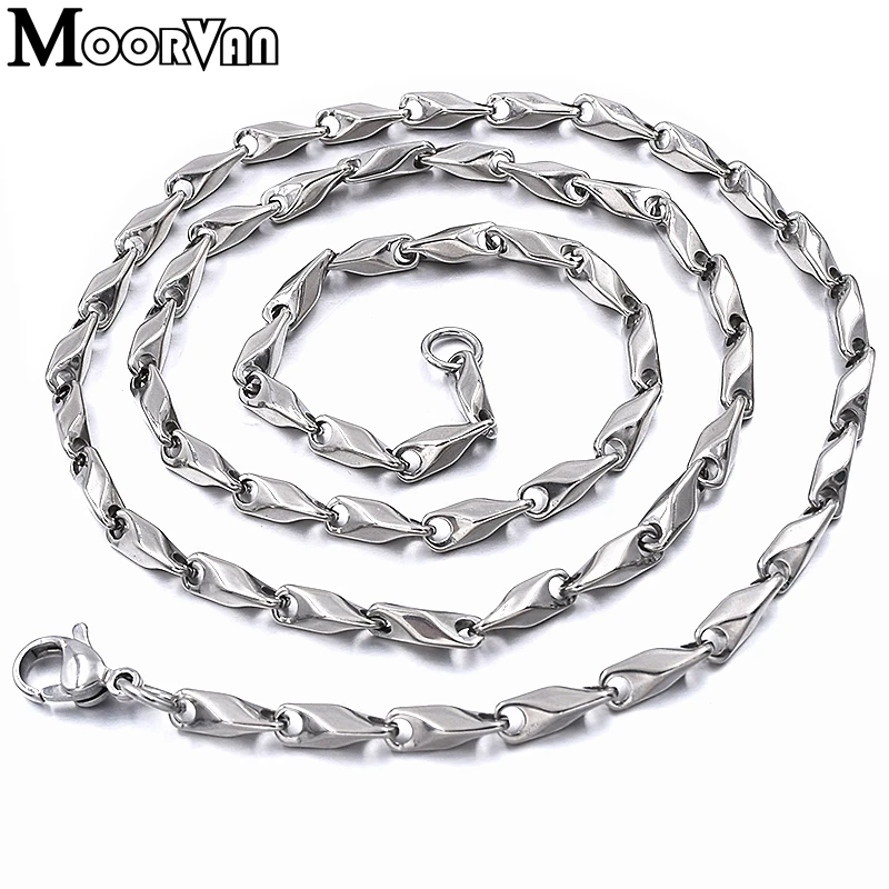 Moorvan 55 см 3 мм мужское ожерелье мода рок из нержавеющей стали цепочки в виде геометрических фигур мужские ювелирные изделия классный подарок VN065