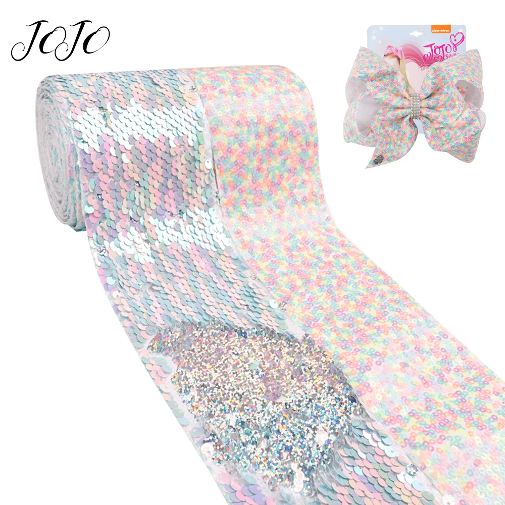 

JOJO BOWS 75mm 2y Reversible Sequin Ribbon For Craft Color Change Tape For Needlework DIY Hair Bows Shoe Apparel Sewing Material