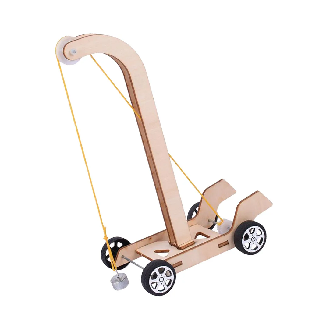 Wooden DIY Educational Science Gravity Car Toy Experiment Kits for Kids Students School Teaching Supplies