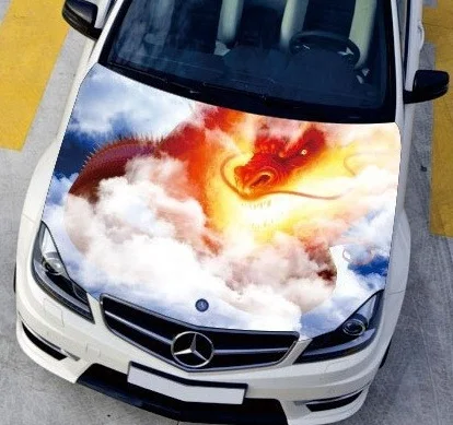 

120*150 cm Car Engine Hood Sticker Dragon and Cloud Styling Head Roof Decal Decor Carbon Vinyl Waterproof Monster