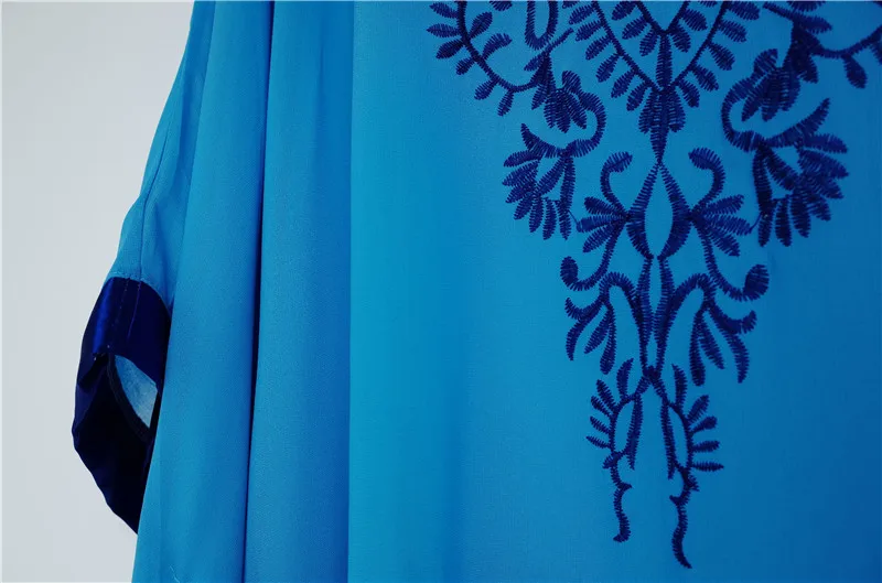 Синий богемский вышитый женский пляжный костюм, сексуальный Боковой разрез, длинный пляжный кафтан, летнее платье, купальник, накидка N746
