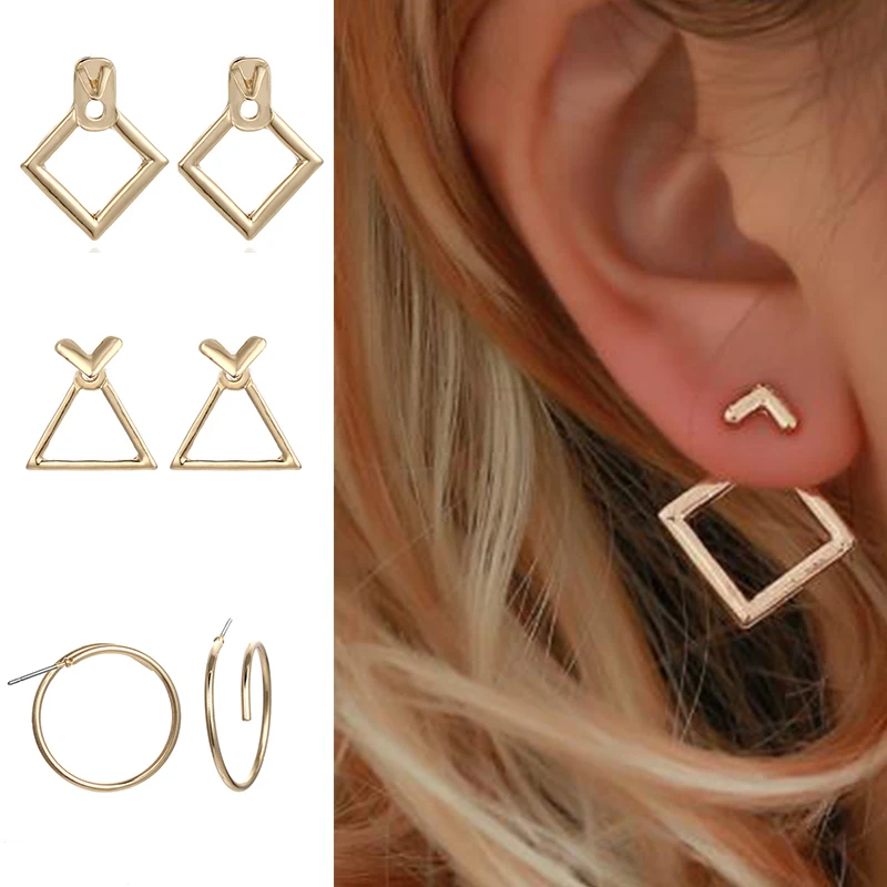

TMXK angele Fashion Metal Earrings 2019 New Triangle Golden Geometric Earrings Elements Fine Pendant Earrings Earrings Gift