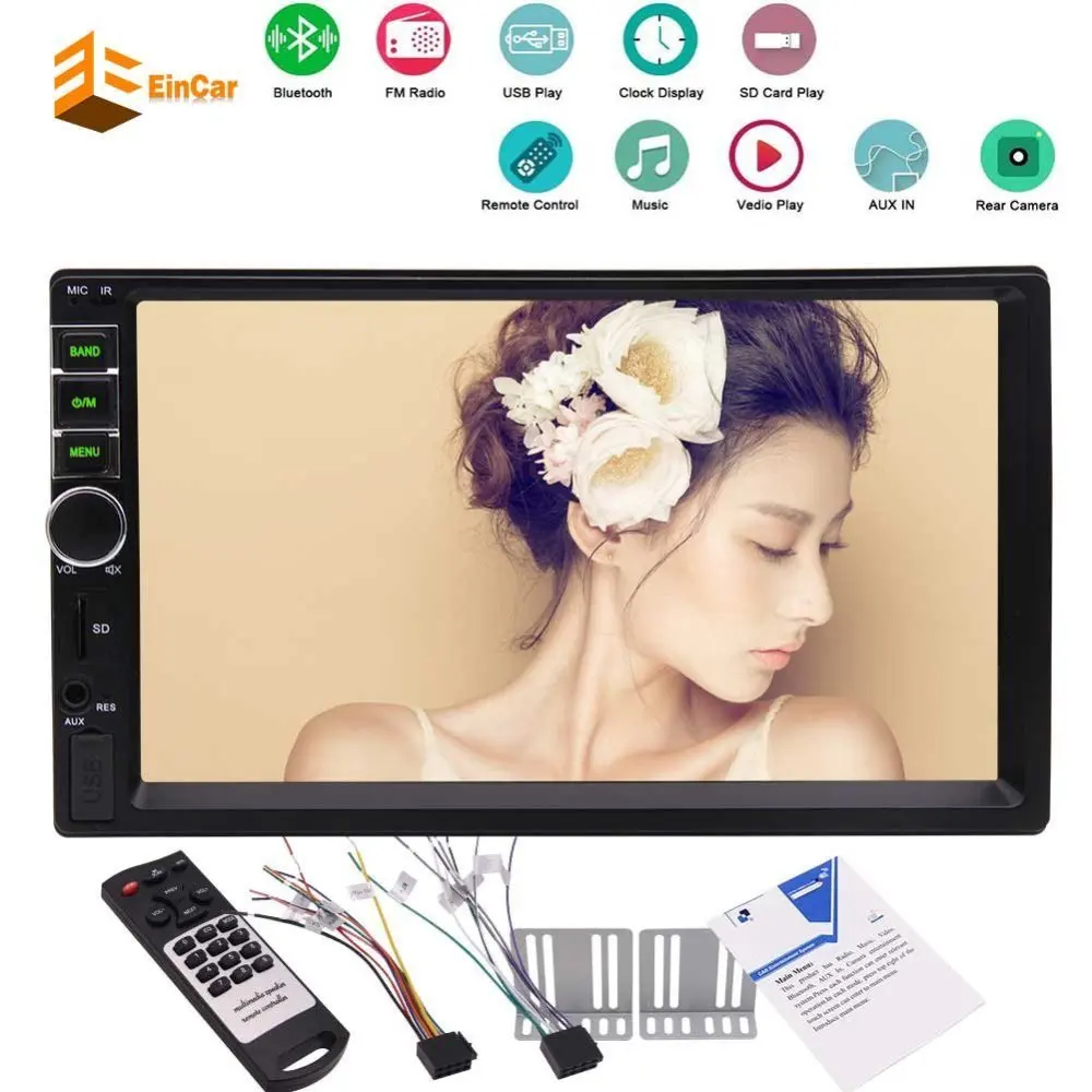 

EinCar 2 Din 7 Inch Capacitive Touch Screen Car headunit Stereo MP5 Player In Dash Bluetooth FM Radio Multimedia Receiver USB SD