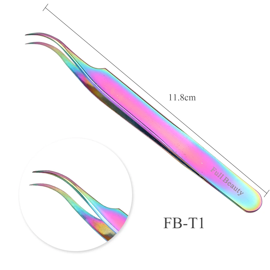 4 типа прямой изогнутый Радужный Пинцет для наращивания ресниц для женщин макияж маникюр прецизионный Пикер Профессиональный пинцет для бровей FBT1-4 - Цвет: FB-T1