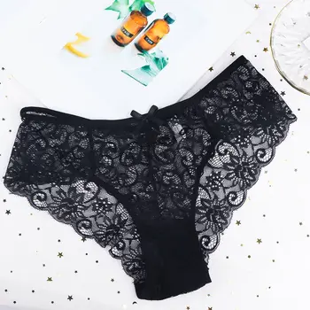 

Women's Sexy Lace Panties Transparent Floral Bow Underwear Women Lace Soft Briefs Sexy Lingerie Underwear
