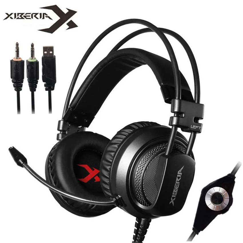 XIBERIA V10 PC Gamer игровая гарнитура шлем с микрофоном светодиодный свет Стерео тяжелый бас Игровые наушники для компьютерных игр