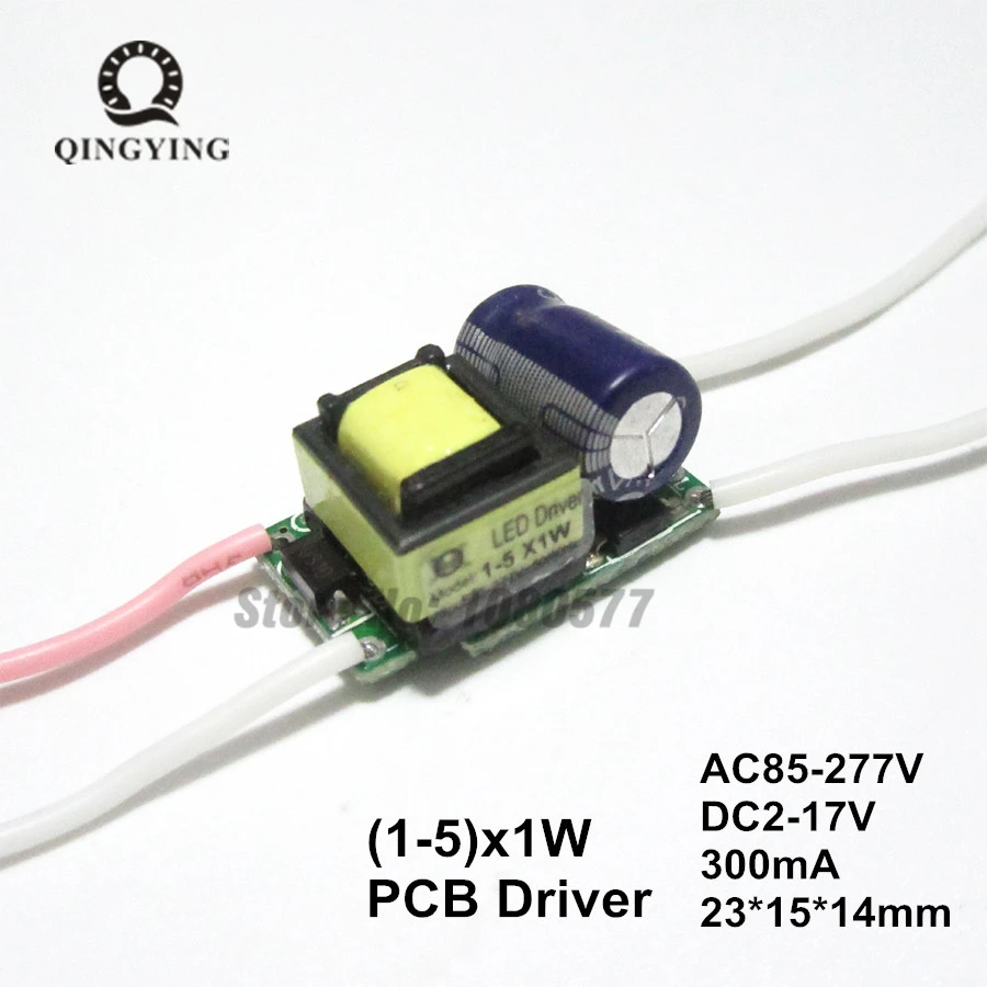 

50pcs 1W 3W 5W LED Driver 300mA 1-5x1w AC85-277V DC2-17V Constant Current Isolation Lighting Transformers Lamp Bulb Power Supply