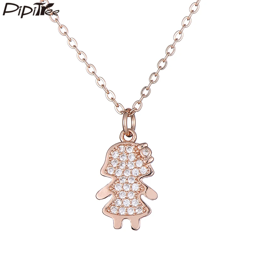

Pipitree Romantic Boys and Girls Lovers Pendant Necklace for Women Men Copper Cubic Zirconia Couple Necklaces Jewelry Gift