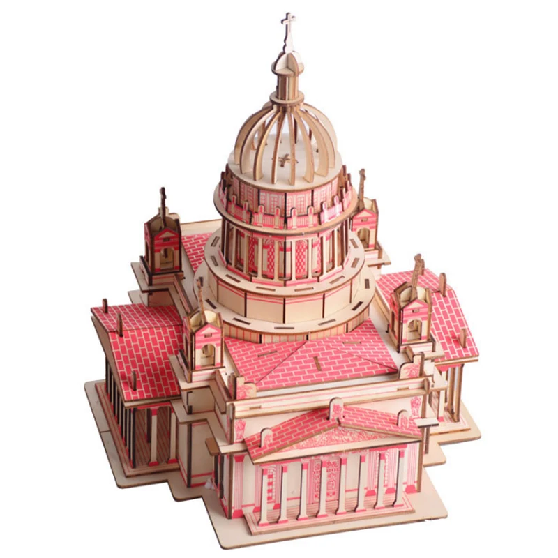 

DIY Model toys 3D Wooden Puzzle Issa Kiev Wooden Kits Puzzle Game Assembling Toys Gift for Kids Adult P47