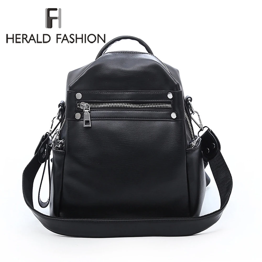 

Herald Fashion Women Backpack Leather Retro Female bag schoolbags Teenage Girl High Quality Travel books Rucksack Shoulder Bags