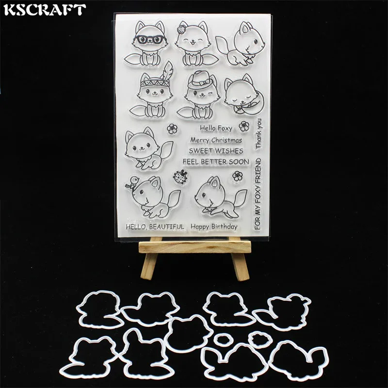 

KSCRAFT Cute Fox Metal Cutting Dies Stamp for DIY Scrapbooking/photo album Decorative Embossing DIY Paper Cards 399