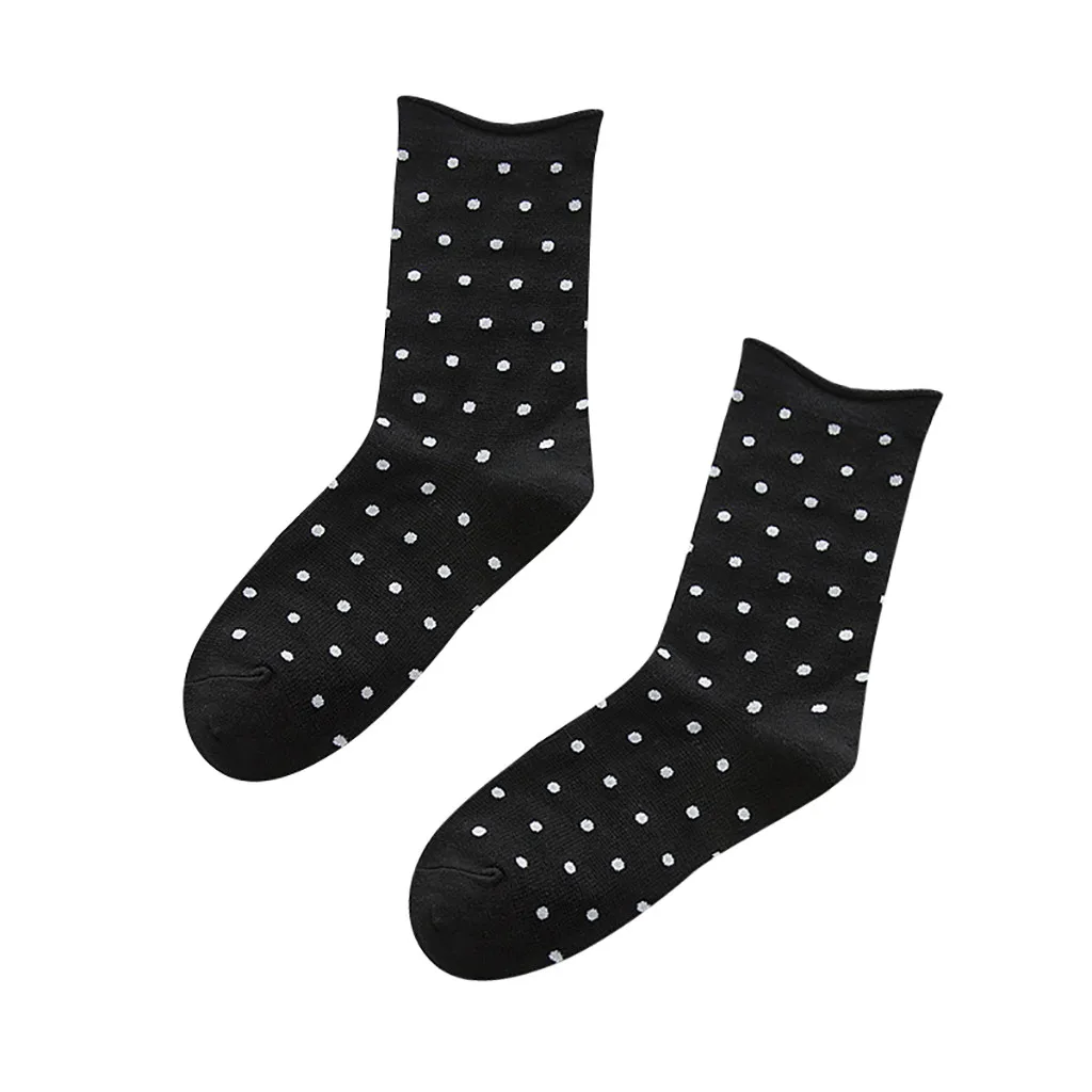 Зимние женские хлопковые теплые носки в горошек носки-трубы средней высоты хлопковые модные носки в стиле ретро 311