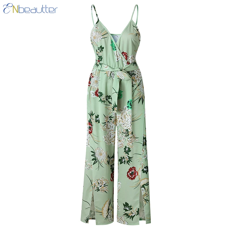ENbeautter Rompers Womens Jumpsuit Suspenders Flor...