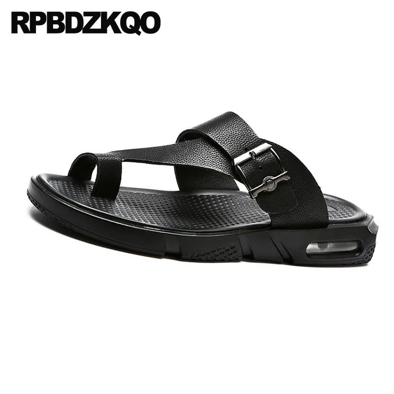 De Sandálias Suave Verão Livre Homens Couro Prova 2018 Praia Loop D'água À Alta Chinelos Qualidade Escorregar Preto Slides Sapatos Ar Ao Agua Toe Em EwqrwI5