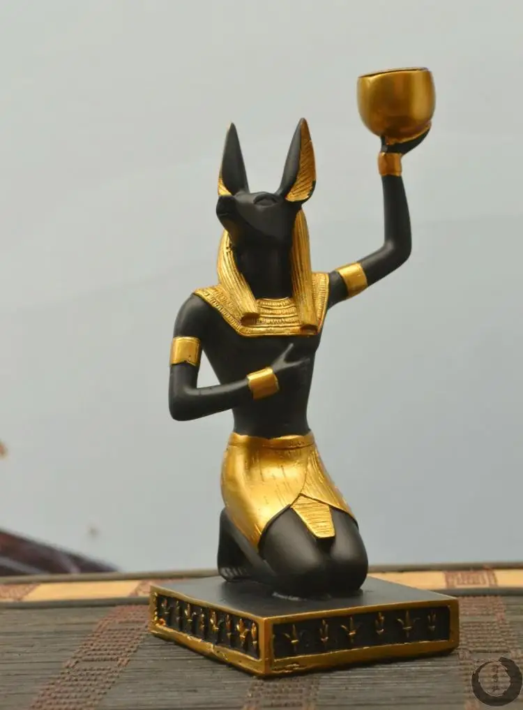 Гостиная Египетский стиль украшения собака Бог Anubis настольная креативная подсвечник домашний орнамент подарок украшения - Цвет: Left