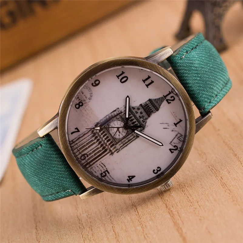 NEW Women's watches casual watches Retro Clock Tower WristWatch Cowboy Leather Band alloy Analog Quartz Watch Montre femme M21 (9)