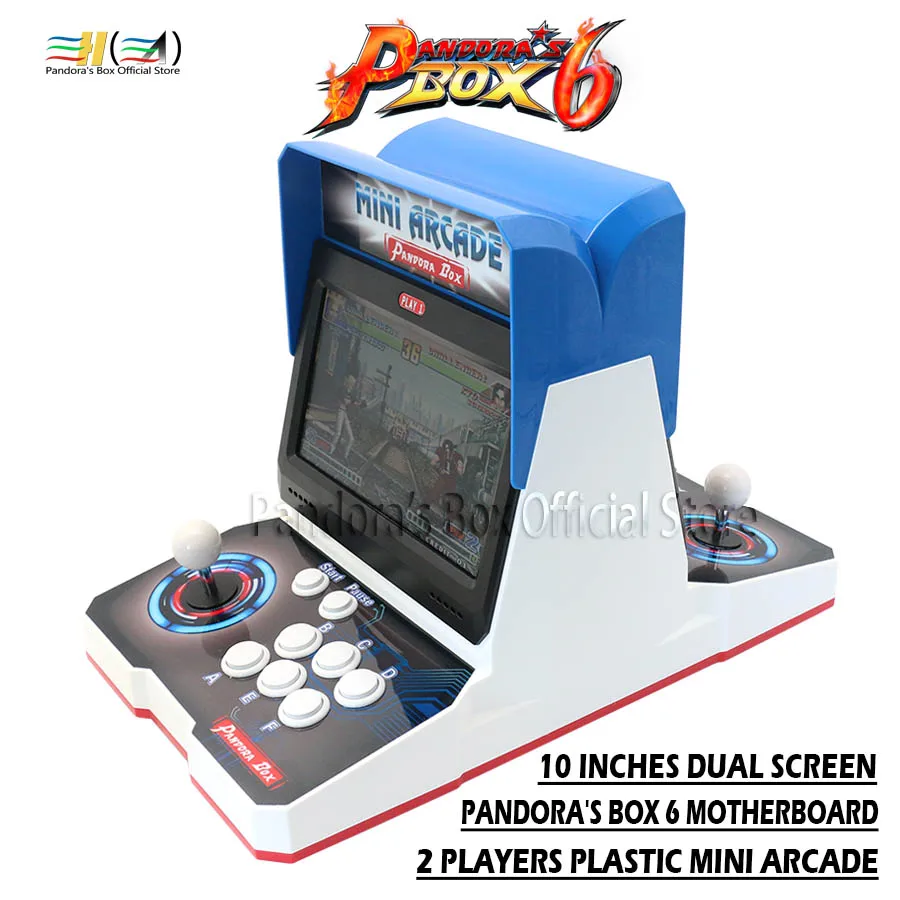 

2019 Pandora Box 6 plastic mini arcade bartop 2 player fighting arcade machine 1300 in 1 arcade games can add fba mame ps1 3d