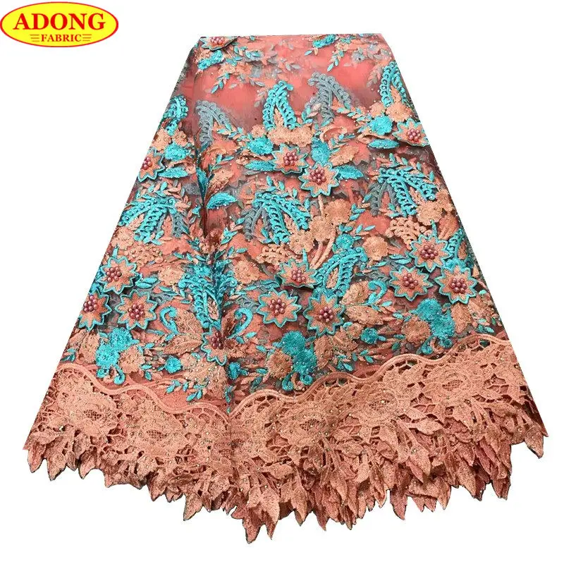 ADONG Fashion French Lace Fabric with Beads African Guipure 2018 Stones Embroidery For Wedding Dress Clothes | Дом и сад
