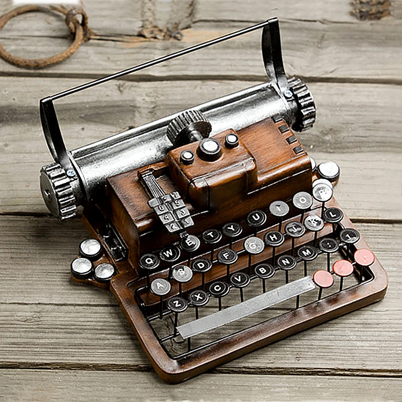 Retro Resin Metal Typewriter Figurines Handicrafts Vintage Antique Marking Machine Miniatures Model Home Decoration Crafts Gift Retro Resin Metal Typewriter Figurines Handicrafts Vintage Antique Marking Machine Miniatures Model Home Decoration Crafts Gift