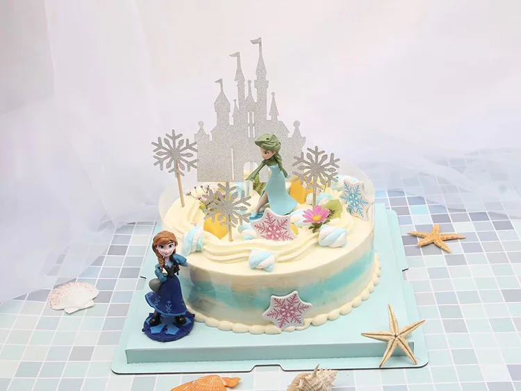 Счастливое украшение для именинного торта золотой серебристо-синий блестящая бумага флажки для торта для дня рождения украшения детский душ