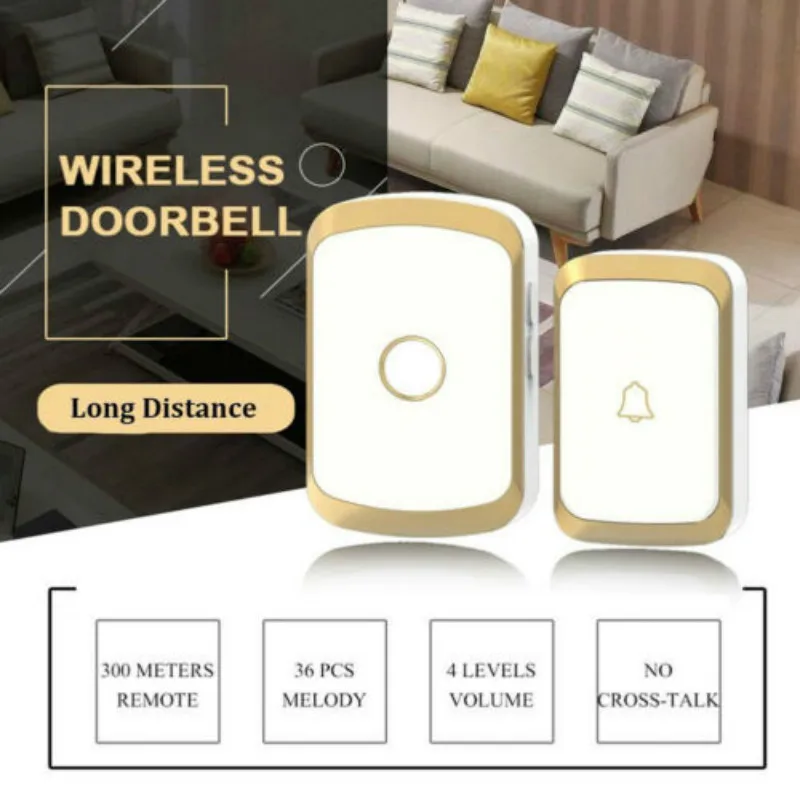 

Smart Wireless Doorbell 300M Remote Control Waterproof EU US UK Two Drag One