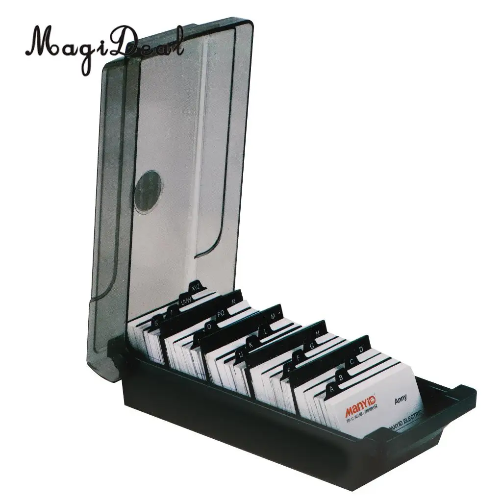 Large Capacity Business Card Holder Box Business Card File Card Storage Box Organizer Index Card Storage Box 4 Divider Board