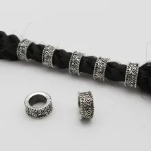 5 шт-10 шт античные серебряные волосы оплетка дреды бусины кольца трубка около 7 мм отверстие для волос аксессуары