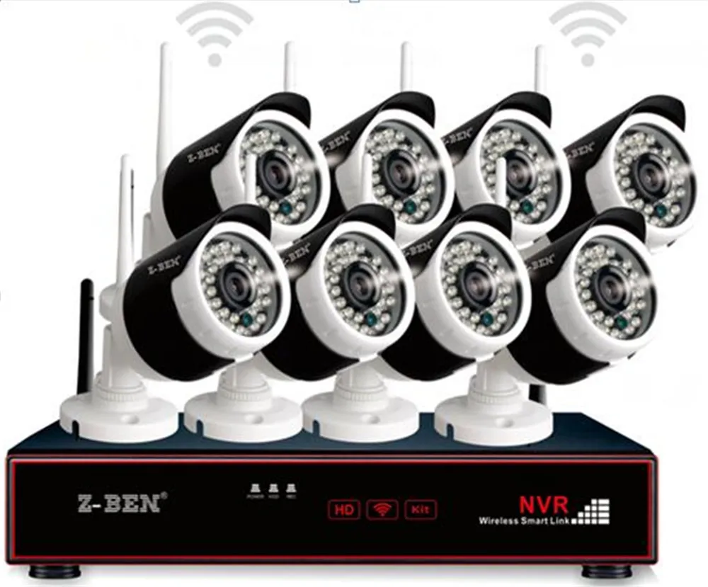 8CH WIFI NVR Kit Outdoor Bullet Camera 720/960/1080p Optional in