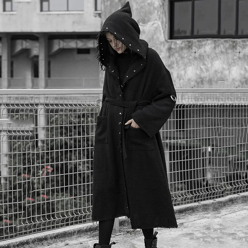 Femlae Black 2018 Couleur Capuchon Collier Femmes Nouveau Corée Mélange Lyh2085 Unique Manches À xitao Complet Solide De Hiver Mode Poitrine Manteau qfZRxwC