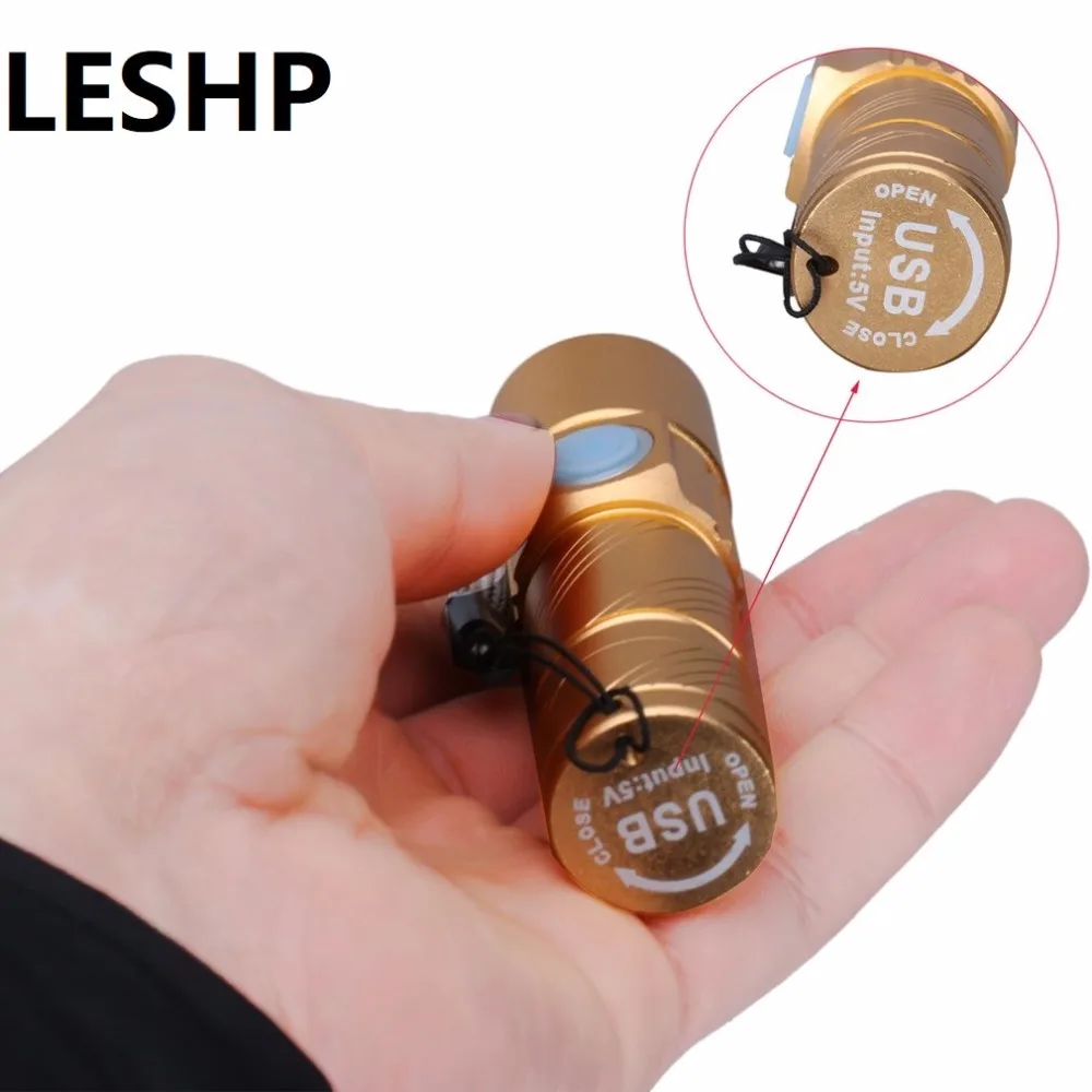 

Waterproof Aluminum Mini Self defend Flashlight Torch USB Rechargable 3 Modes Zoomable For Outdoor Bike Camping Hunting LED Lamp