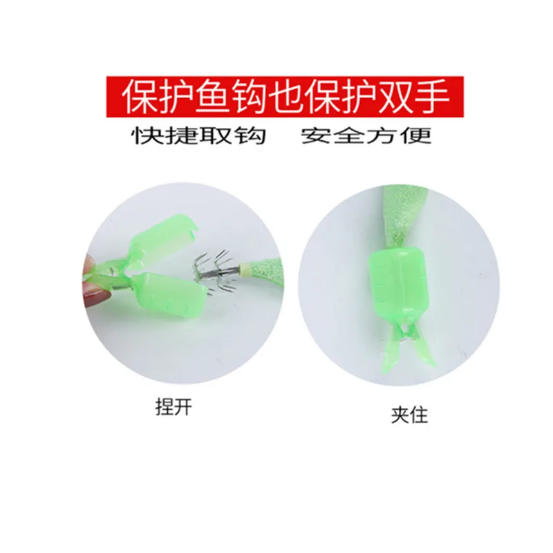 6pcs/box 2.5*3cm Wood Shrimp Hooks Cover Mountaineering lock Jig Squid Umbrella Hook Hat Box Protector Fishing Tackle pesca