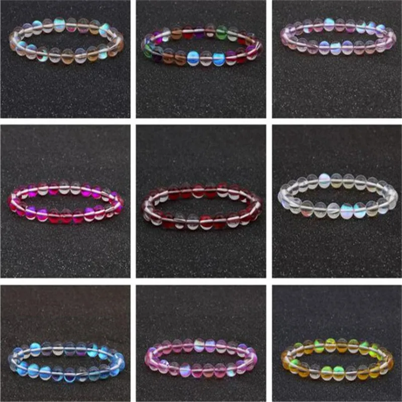 

Elastic Mermaid Glass Bracelets Boho Plated Colorful Glass Beads Bracelet Strand Friendship Bracelet B031