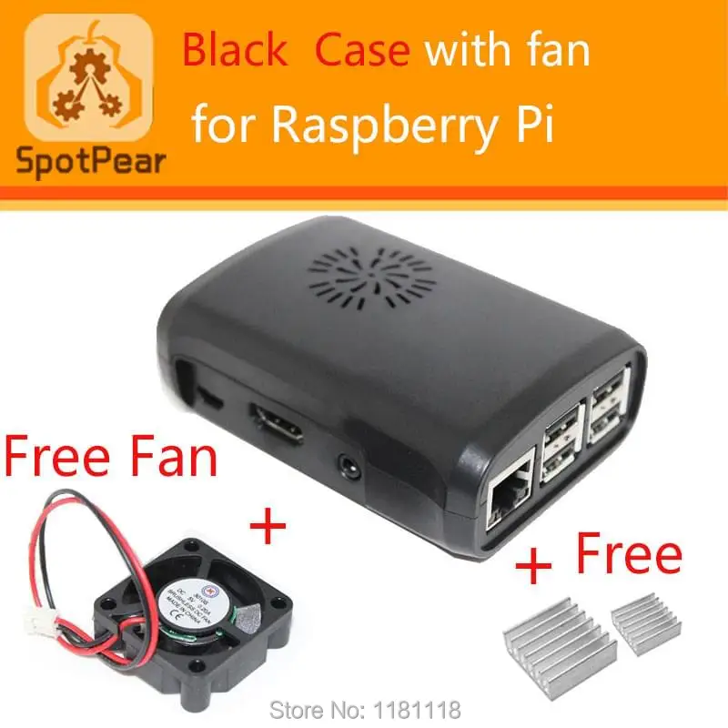

Black case with fan and Heatsinks for raspberry pi 2B/3B