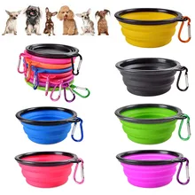 Transer voyage pliable Silicone animaux bol nourriture eau alimentation BPA gratuit pliable tasse plat pour chiens chat livraison directe #815(China)