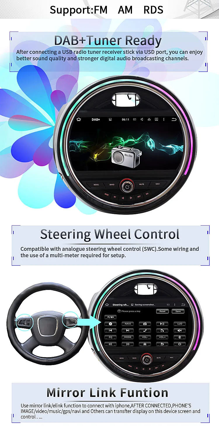 LJDA 1 DIN Android 4,4 Автомобильный CD dvd-плеер для BMW Mini Cooper gps навигация Мультимедиа Аудио Радио 1080 P стерео wifi