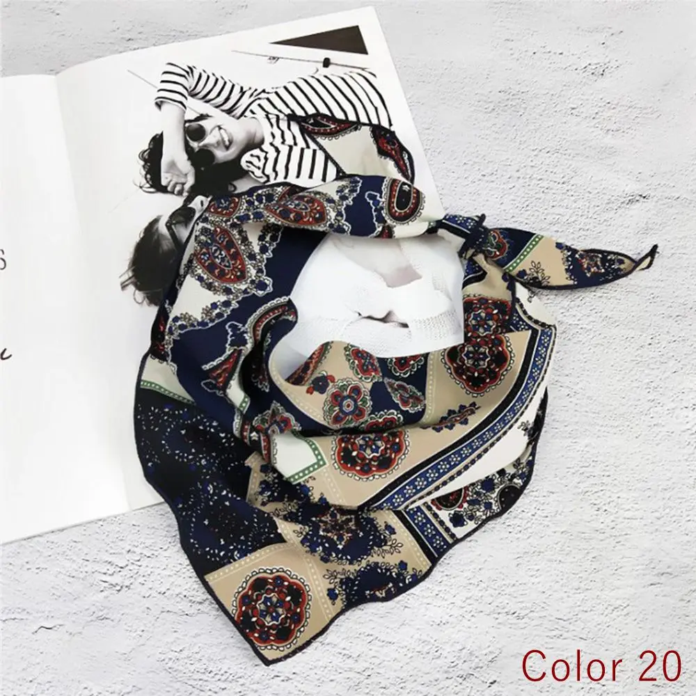 Gootrades 33*85 см шелковый шарф маленькие мягкие квадраты Многофункциональный головной платок многоцветный полосатый платок с принтом обертывание шеи Decoratio - Цвет: color 20