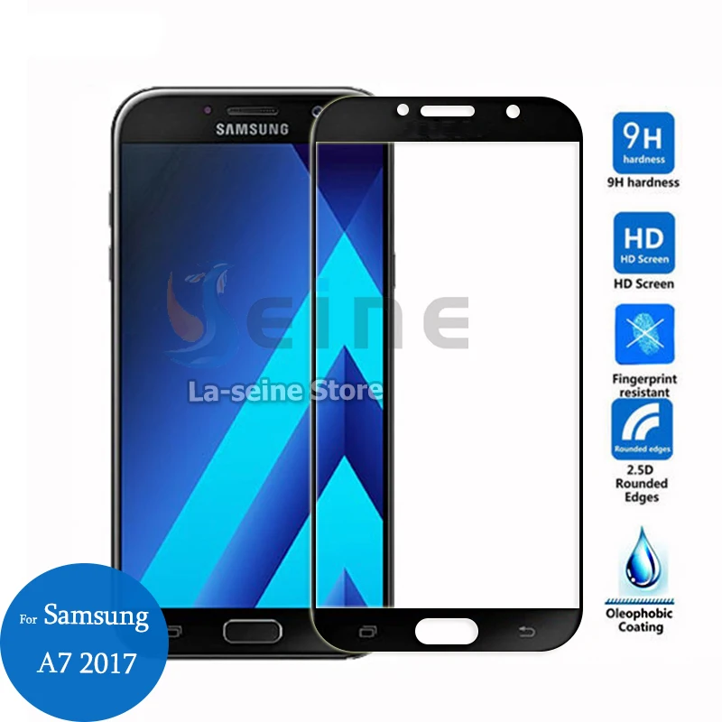 Закаленное Стекло для Samsung Galaxy A7 2017 полное покрытие 3d с уровнем твердости 9 h Экран
