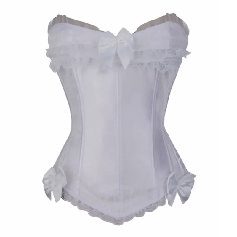 

BIG SALE Satin Boned Steampunk Corset Sexy Bustier Women Corselet Strapless Corset Bustier Lace Up Corset Overbust Slim Corset