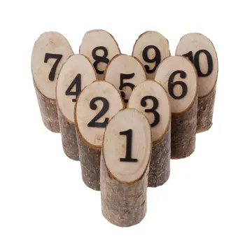 

10pcs/set Rustic 1-10 Wooden Table Numbers Base Stand Wedding Birthday Party Centerpieces Decor