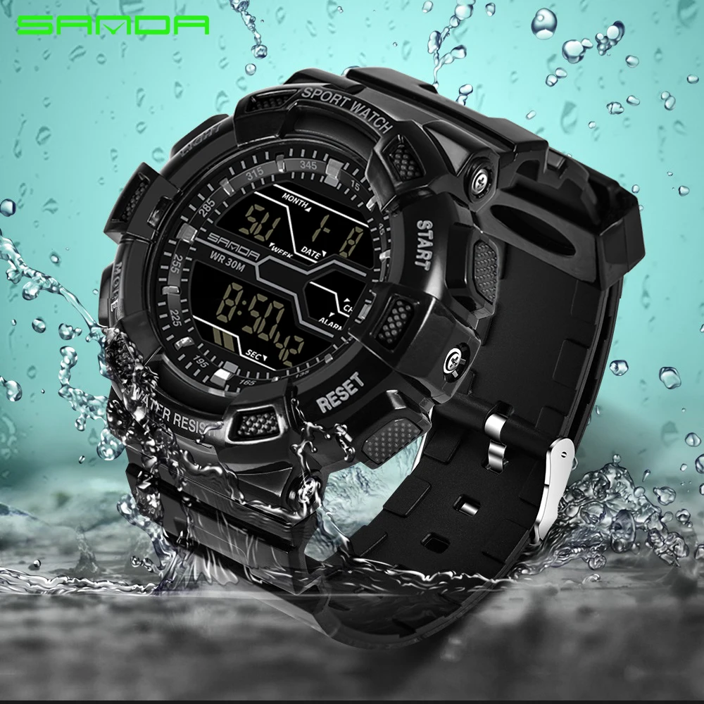 

SANDA fashion men's sports watch waterproof outdoor pedometer digital watch swimming diving watch Reloj Hombre Montre Homme 378